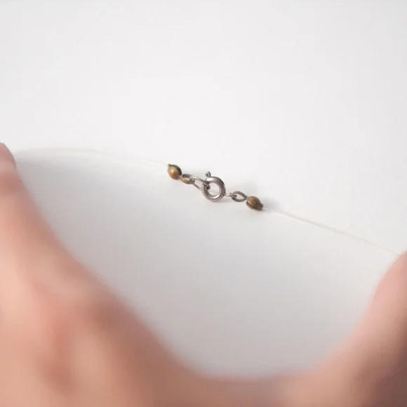 Y2K 2000s Choker Necklace | Invisible Clear Line Turquoise Stone - Picture 5 of 5